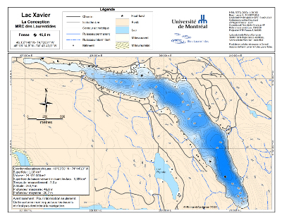 Carte bathym�trique du lac Xavier